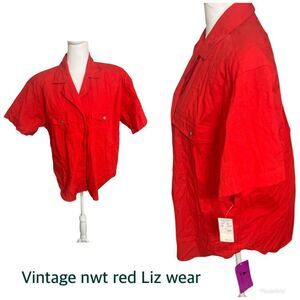 Vintage Women LizWear Button Down
Red Shirt NWT Large headstock pockets